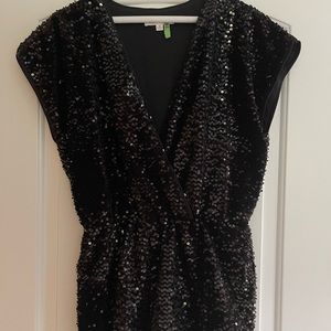 Honey Punch Black Sequin Romper